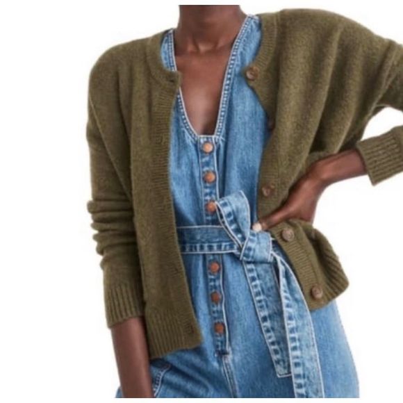 Madewell Colburne Cardigan Sweater Moth Olive Green #MA563 Size M Wool Blend - Picture 2 of 12